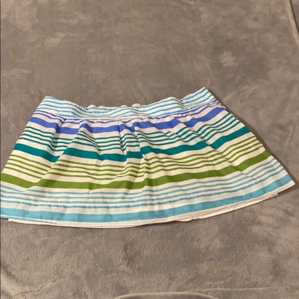 American Eagle- Blue Green Striped Mini Skirt- Lined-Elastic Waist- Pockets- XL